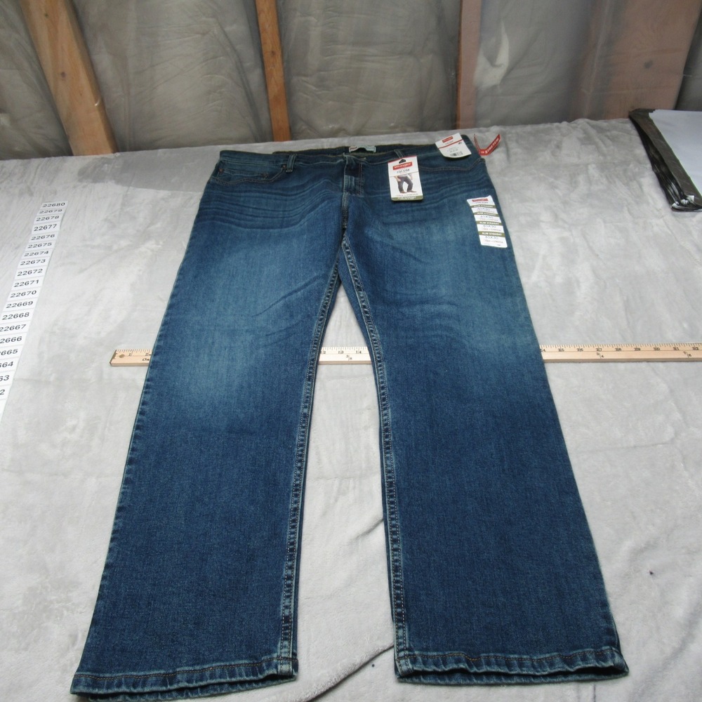 Wrangler Jeans Mens 40x30 Blue Denim Five Star Premium Slim Straight Stretch NEW